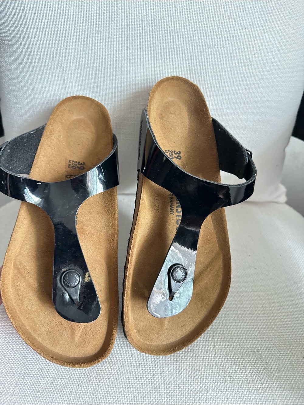 Birkenstock Black Giseh Patent Thong Sandals for Women